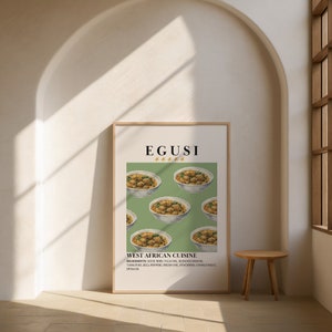 Egusi Rice Soup Wall Art - Printable Minimalist Nigerian Food Wall Decor - Digital Prints Diaspora Poster Illustration - Retro Art