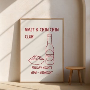 Malt and Chin Chin Club Wall Art | Nigerian Vintage Food Art | Retro Mid Century Modern Kitchen Poster | Trendy African Culture Sketch Print