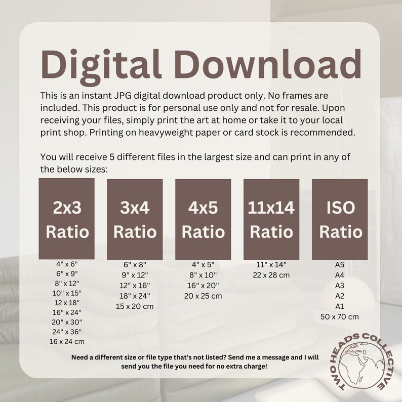 K&ouml;nnte beinhalten: Digitaler Download einer Grafikdesign-Vorlage zum Drucken. Das Bild zeigt f&uuml;nf verschiedene Gr&ouml;&szlig;enverh&auml;ltnisse zum Drucken: 2x3, 3x4, 4x5, 11x14 und ISO. Das Bild enth&auml;lt auch die entsprechenden Ma&szlig;e in Zoll und Zentimetern f&uuml;r jedes Verh&auml;ltnis.