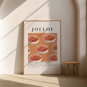 Jollof Rice Poster Wall Art - West African Print - Minimalist Nigerian Food Wall Decor - Digital  Diaspora Poster Illustration - Retro Art