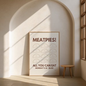 Meatpies Nigerian Food Art Print Poster - Retro African Wall Design - Black Cultural Cafe Decor Digital Download - Vintage Kitchen Snack