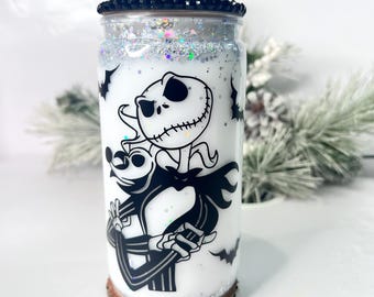 Jack Skellington Snowglobe Tumbler | spooky snowglobe cup | halloween tumbler