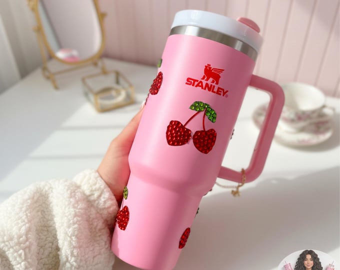 Featured listing image: Cherry tumbler | softgirl tumbler | Bling cherry tumbler | gift for her