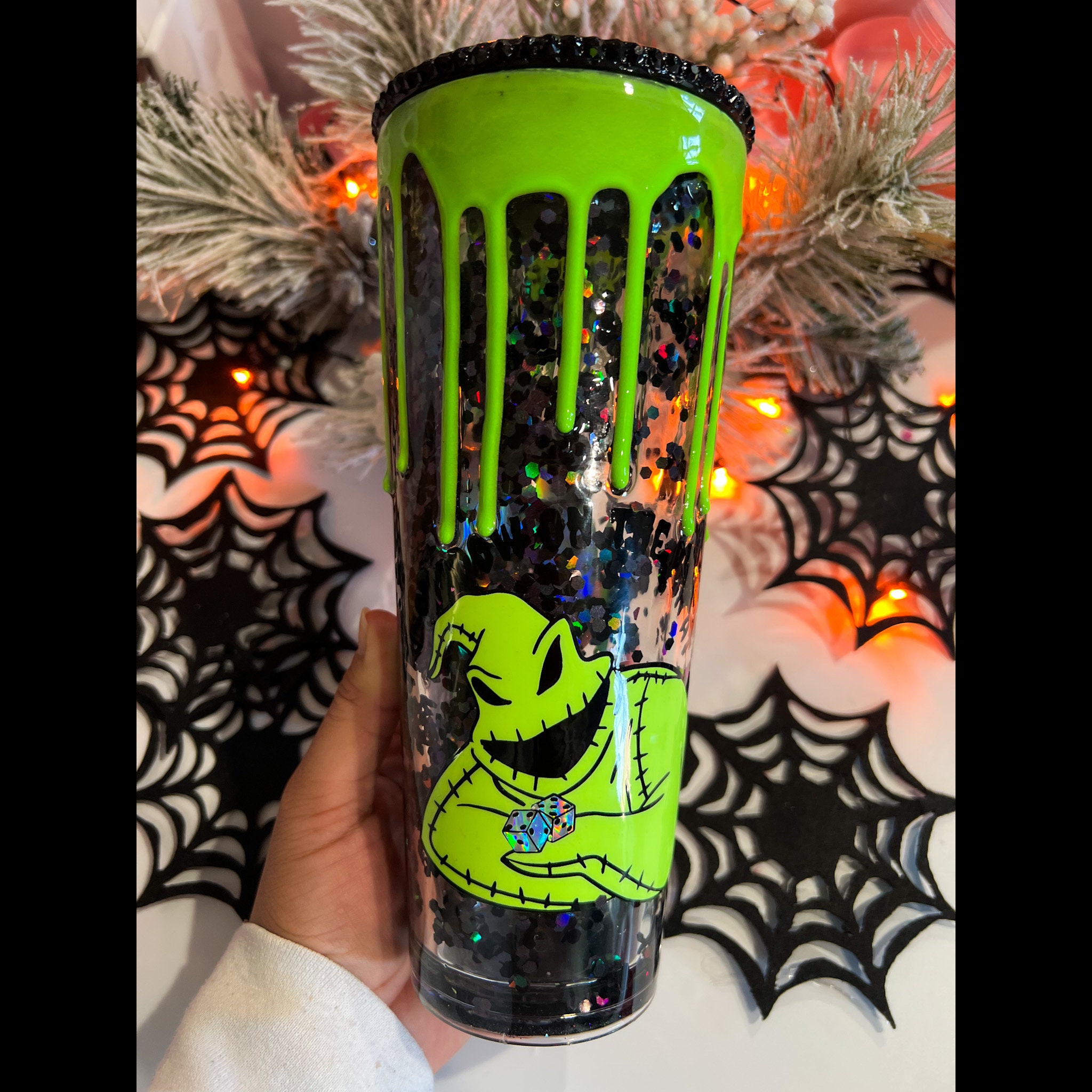 Glow in the dark plastic cups, cold cup, reusable 24oz, 16oz, SET OF 5
