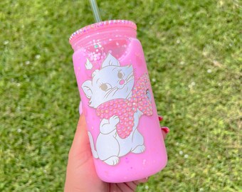 Marie girly tumbler | aristocats snowglove cup | girly tumbler | gift for her | pink tumbler