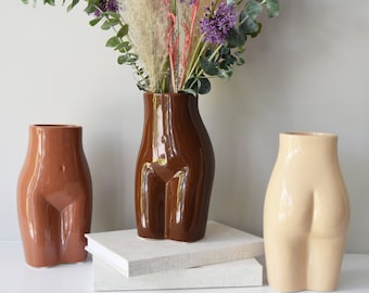 Poitemsic Ceramic Body Bud Vase Female Form Flower Vases for Home Table Shelf Boho Decoration 