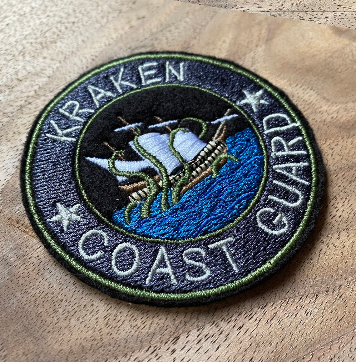 Kraken Cost Guard Patch Kraken SewOn Embroidery Patch Etsy