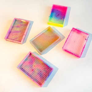 Nueva Mini Bandeja de Resina Rectangular Cerrada con Rayas para Diamond Painting