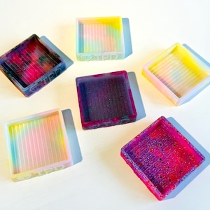 Mini Square Resin Tray Closed with Stripes for Diamond Painting
