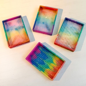 Mini Bandeja de Resina Rectangular Cerrada con Rayas para Diamond Painting