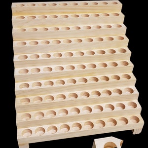 Wooden Display Rack for Essential Oils - 10ml Roll-on Bottle, holds 100 Rollon bottles, Hole width 21mm dia.
