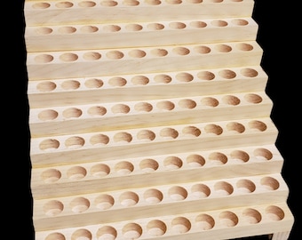 Wooden Display Rack for Essential Oils - 10ml Roll-on Bottle, holds 100 Rollon bottles, Hole width 21mm dia.