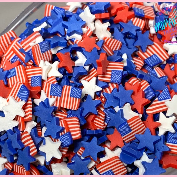 5mm Mix USA FLAG star/ independence day /Fimo/Slice Perfect for Diy/Fake Food/Slime/Snow Globe Tumblers/Deco Topping/Fake /America USA 002