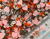 5mm Mix love, Polymer Clay Slices, cherries, hearts, chocolate, strawberries, rainbow, pearls, kisses, icecream, mail lipstick LOVE