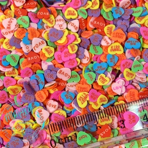 5mm Heart, rainbow, Conversation Heart, Polymer Clay Slices, LOVE, valentine, Fake Bake Nail Art Faux, LOVE 003
