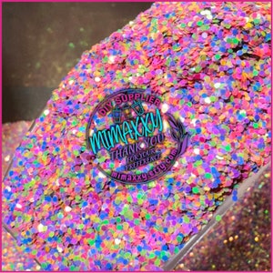 SMALL BRIGHT NEONLIGHT , Chunky Glitter, nail art, Cosmetic Glitter,Nail Art, Resin art,Snow Globe Tumbler,Craft, iridescent, 80, Mix