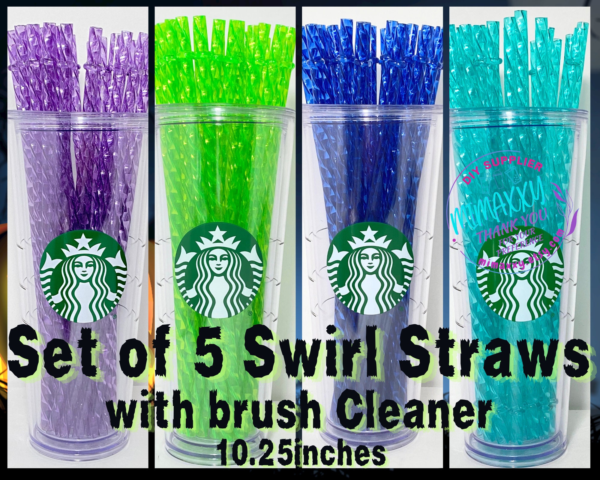 12) Green Tumbler Straws With Stopper Ring Acrylic Straw Replacement