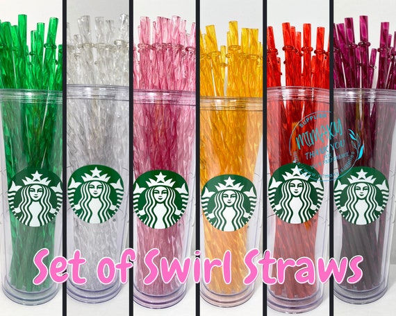 SET of 5 SWIRL STRAW for Starbucks Tumbler, Reusable Crystal