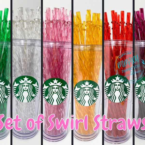 SET of 5 SWIRL STRAW for Starbucks tumbler, Reusable Crystal Replacement 11/10.25/9.25 in, Plastic Crystal Straw,Reusable Straw, Diy, Crafts