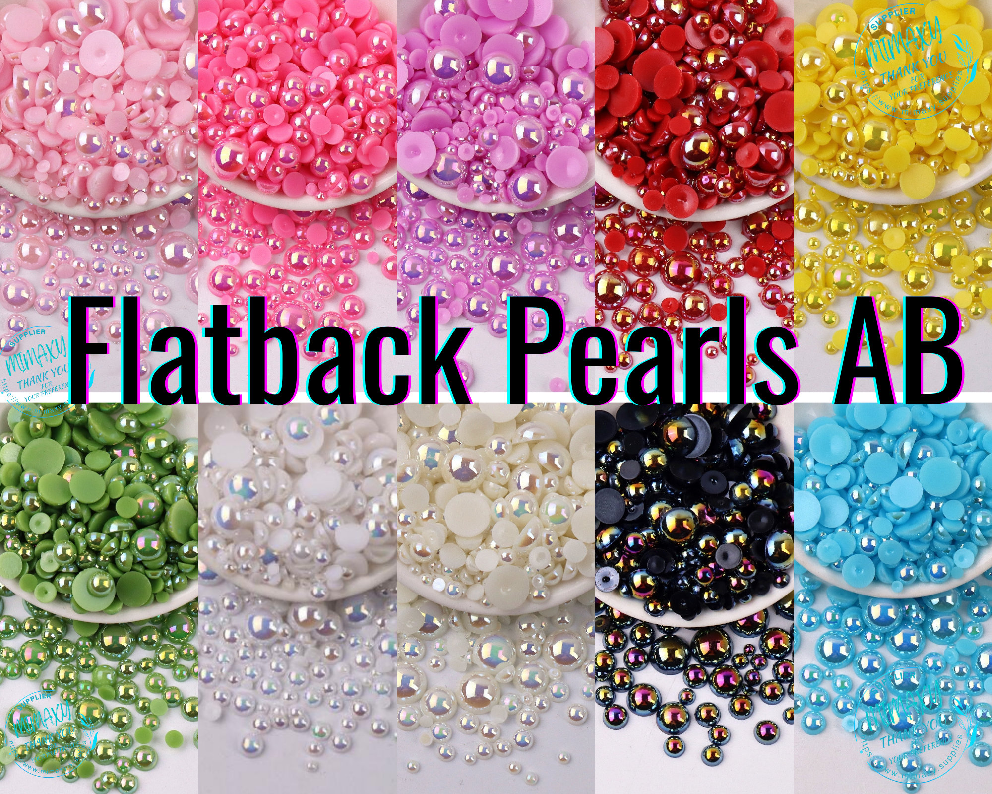 Emerald Half Flat Back Pearls sizes 3mm-8mm – Gl'amourXx Designs