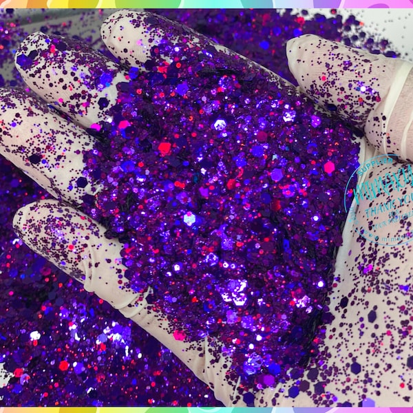 MAJESTIC PURPLE, Shaped Glitter, Chunky Glitter Mix, Cosmetic Glitter,Nail Art, Resin art,Snow Globe Tumbler,Craft, Holographic 003