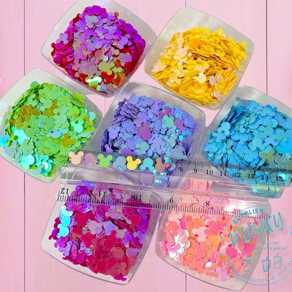 10mm Sequins Ears Mouse Head 8 colors Iridescent holographic mickey mouse confetti Sprinkle Slime Holographic Craft Ships, SEQUINS MOUSE