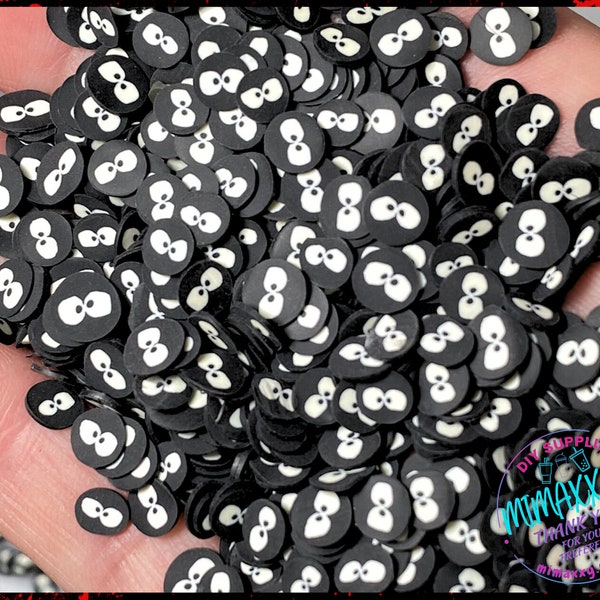 5mm Black Eyes, Sprinkle Slime, Polymer Clay Slice Slices Fake Bake Nail Art Faux Craft , snow globe tumblers supplies, HALLOWEEN 049