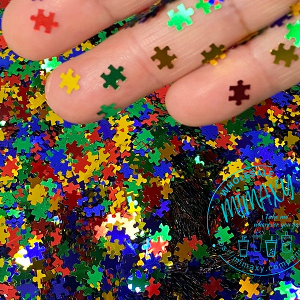 MIX Autism Inspired Puzzle Shaped Glitter, Chunky Glitter Mix, Cosmetic, Body Painting,Nail Art, Resin art,Snow Globe Tumbler, PUZZLE 001