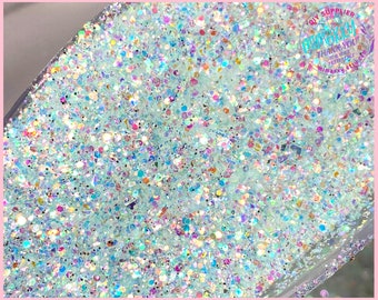 AQUAMARINE DIAMOND, Sparkling Opal Chunky Mixed Polyester Glitter, Cosmetic, body, Glitter,Nail, Art, Resin,Snow Globe Tumbler,Craft, Diam 7