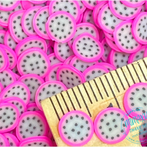 5mm DRAGONFRUIT / Fruit Slices / Healthy food / Polymer clay Slices / resin nail art / fimo / slime / snow globe tumbler / DIY, FRUIT 002