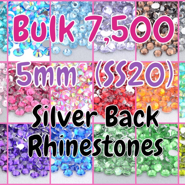 5mm BULK RESIN RHINESTONES (SS20) silver back, Jelly Ab Flatback, Candy Cab 3D Nail Art Diy Deco Bling Kit Supplies Embellishments