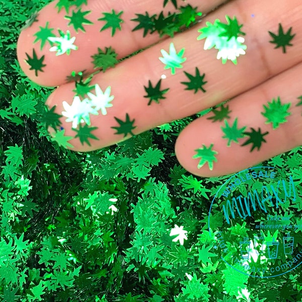 Hemp Cannabis, Pot Leaf, Chunky Glitter Mix, Cosmetic Glitter, Body Painting,Nail Art, Resin art,Snow Globe Tumbler,Crafts, SHAPES 002