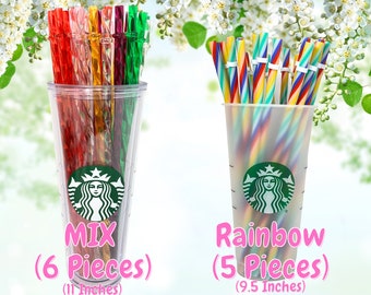 Starbucks Reusable Crystal Replacement 11 Inch Straw Starbucks Studded Grid  Tumbler Straw Plastic Crystal Straw Twirl Straw Toppers 