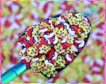 5mm Poke=mon  mix, polimer clay slices / pokeball / resin art / nail art / crafts / DIY / CARTOON MIX 018