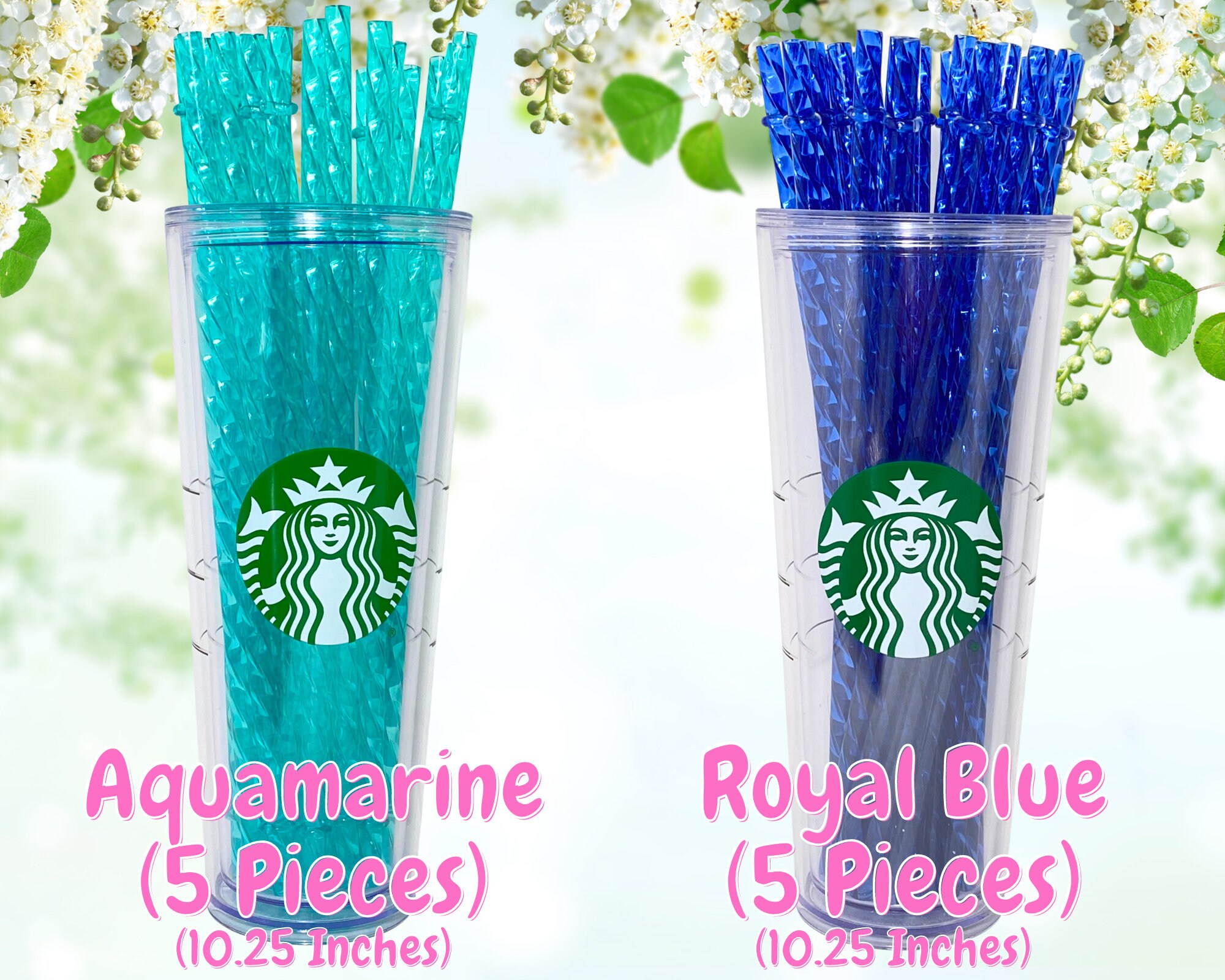 SET of 5 SWIRL STRAW for Starbucks Tumbler, Reusable Crystal