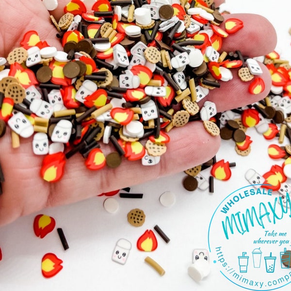 5mm , S’mores Chocolate Marshmallow Polymer Clay Slices / resin art / nail art / snow globe tumbler / crafts / supplies / DIY / CAMP 002