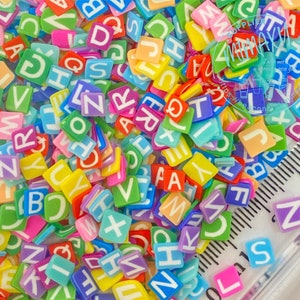 5mm ABC alphabet Colorful Mix Polymer Clay Slices  resin art nail art snow globe tumbler supplies / Diy / SCHOOL / rainbow / square, ABC 002