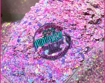 OPAL COTTON CANDY, Chunky Glitter Mix, Cosmetic Glitter,Nail Art, Resin art,Snow Globe Tumbler,Craft, Shaped Glitter, holographic, Mix