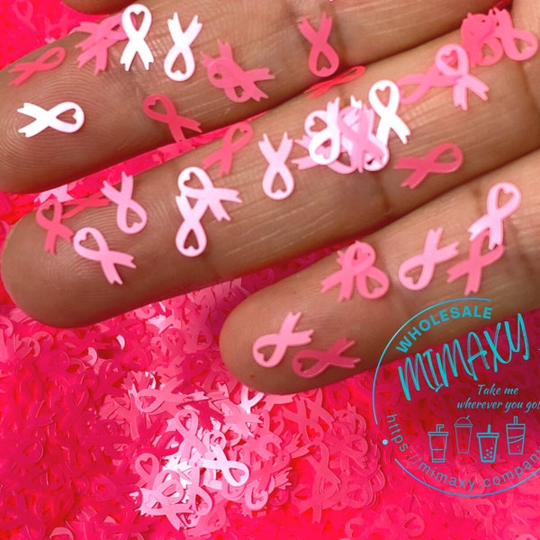 5mm. Pink Heart Ribbon, Shaped Glitter, Chunky Glitter, Breast Cancer Awareness Ribbon,Nail Art, Resin art,Snow Globe,Craft, SHAPES 003