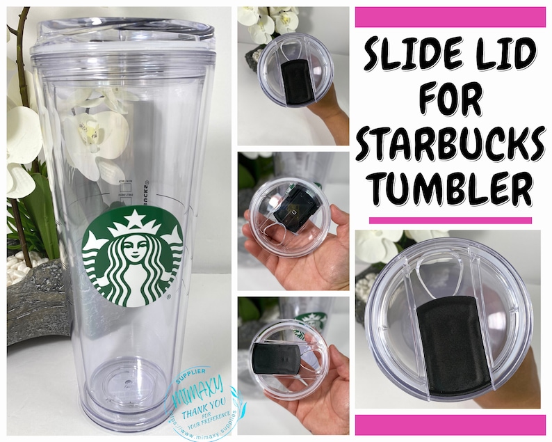 ACCESORY LID, Slde Flat lid for Starbucks Venti Tumbler,fit 24oz and 16 oz, blank acrylic tumblers, double wall acrylic tumbler, replacement image 1