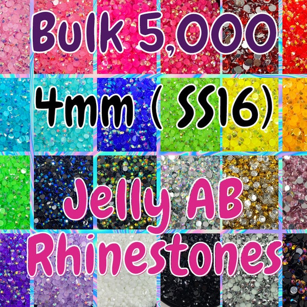 5.000 pedrería de resina a granel de 4mm (SS16) Jelly Ab Flatback Candy Cab 3D Nail Art DIY Deco Bling Kit suministros adornos