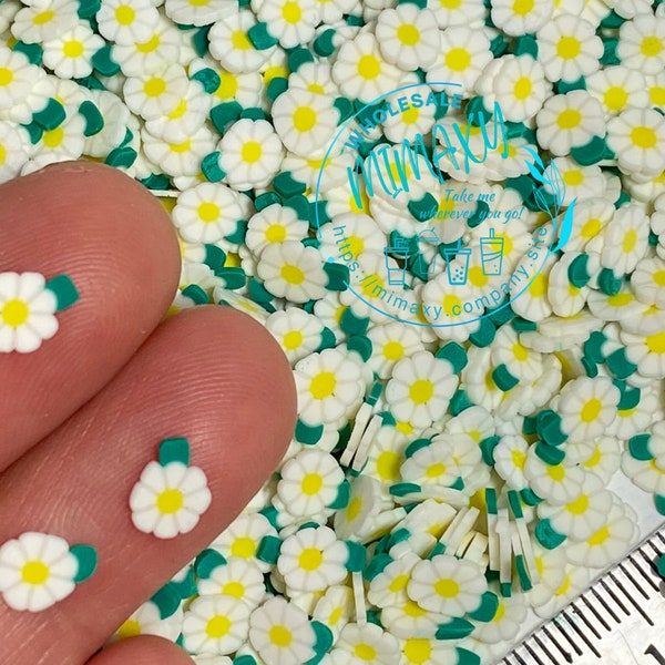 5mm WHITE DAISY, Polymer Clay Slices / resin art / nail art / snow globe tumbler / crafts / supplies / Diy / Cute / Flower, DAISY 001