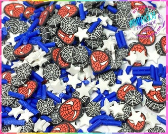 5mm Spider mix web, black cat / Sprinkle, Slime Polymer Clay Slices, Fake Bake Nail, Craft,movie, CARTOON MIX 016
