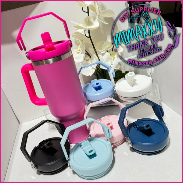 NEW!!! Flip Top Lid for 40oz Stanley Quenchers with removable Handle and straw, large travel mug, Silicone Tumbler Boots, Ready to ship