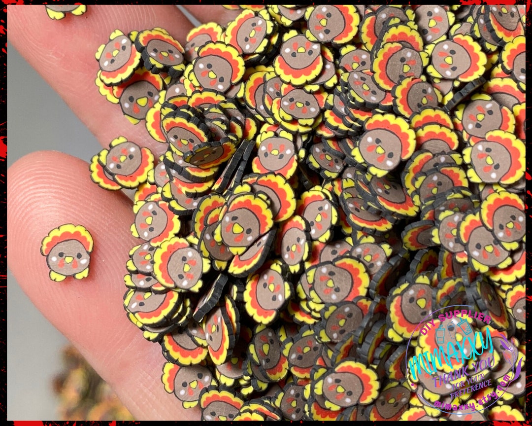 5mm TURKEY, Thanksgiving, Sprinkle, Slime Polymer Clay Slices, Fake