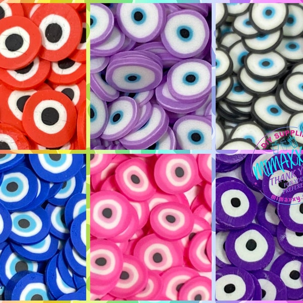 5mm Evil Eye, Polymer Clay Slices / resin art / nail art / snow globe tumbler / crafts / DIY/ blue, pink. black, red, purple, LUCKY EYE 3-8