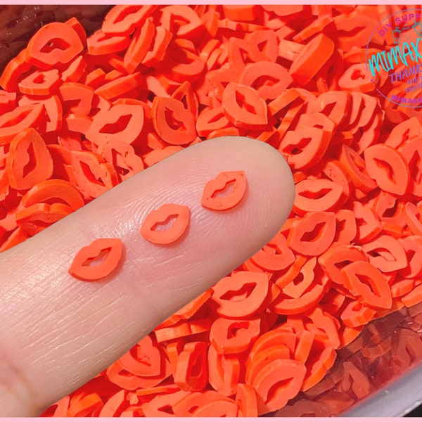 5mm RED KISS, Lips, Tangerine Polymer Clay Slices /resin art /nail art /snow globe tumbler /crafts /supplies  /Cute, LOVE 022
