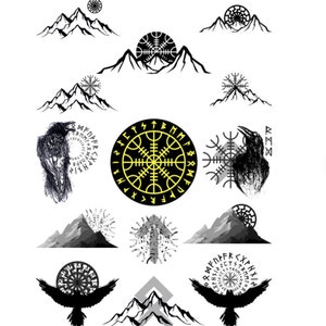 Helm of Awe SVG, Huginn y Muninn Raven svg, Viking Runes svg, Viking Bundle SVG, Mystical Sun, Black Sun svg