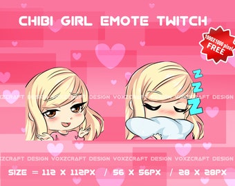 Chibi Girl Red Hair Brown Eyes Twitch Emotes Pack Avatar - Etsy