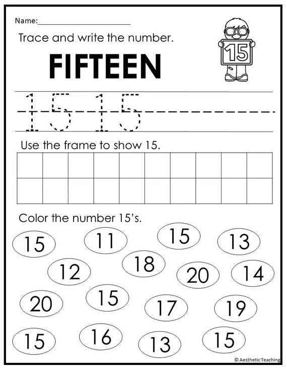 1 20 printable number tracing and counting practice worksheet etsy